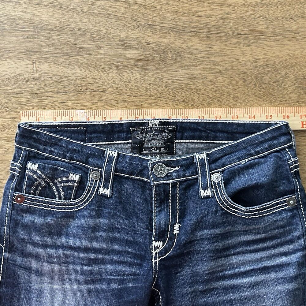 Big Star Liv Slim Boot Jeans Womens 29 Dark Wash Bootcut Stretch Denim - Picture 8 of 11